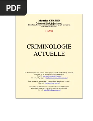 Criminologie Actuelle