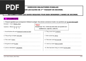 Devoirs d'anglais - Seconde