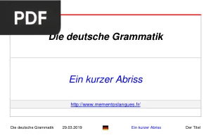 Die Deutsche Grammatik - Ein Kurzer Abriss