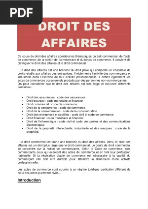 Droit des Affaires