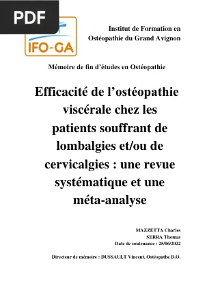 Efficacité de l'Ostéopathie Viscérale chez les Patients Souffrant de Lombalgies et de Cervicalgies