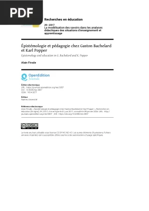 Épistémologie et pédagogie chez Gaston Bachelard et Karl Popper