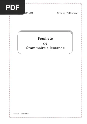Feuilleté de Grammaire Allemande