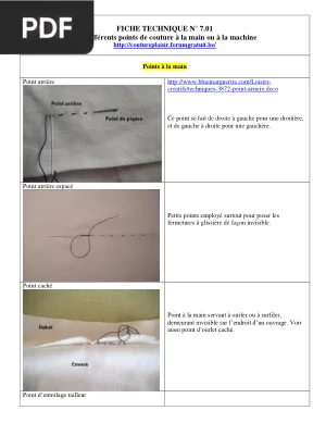 Fiche récapitulative des points de couture