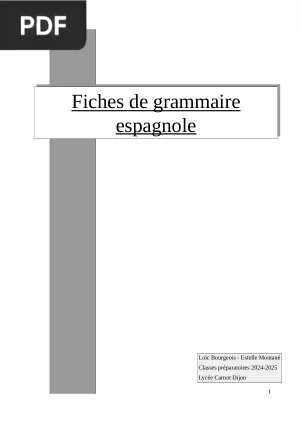 Fiches de grammaire espagnole 2024
