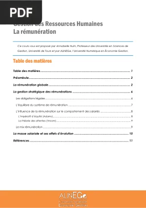Gestion des Ressources Humaines : La Rémunération