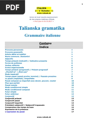 Grammaire italienne - Notes pratiques