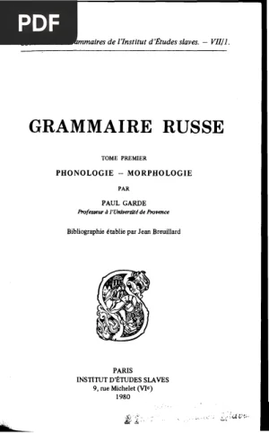 Grammaire russe - Phonologie et Morphologie