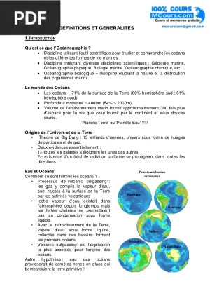 Introduction à l'Océanographie Biologique