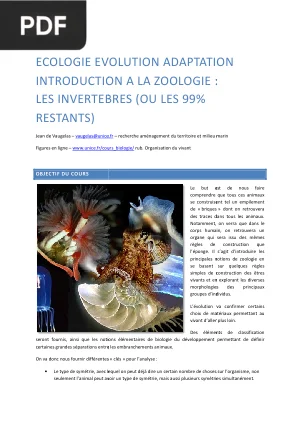 Introduction à la zoologie : les invertébrés