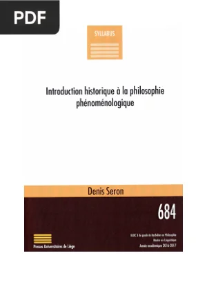 Introduction historique à la philosophie phénoménologique