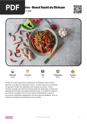 Jiangshao Niurou : Boeuf sauté du Sichuan
