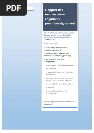 L'apport des neurosciences cognitives pour l'enseignement