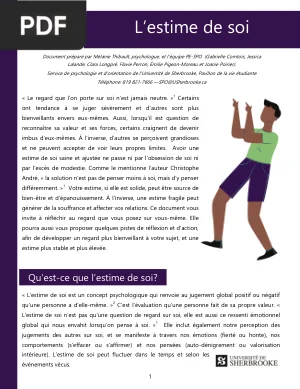 L'estime de soi : mieux se connaître
