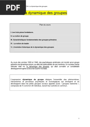 La dynamique des groupes