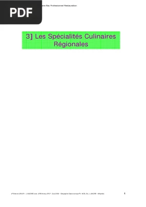 Les Spécialités Culinaires Régionales