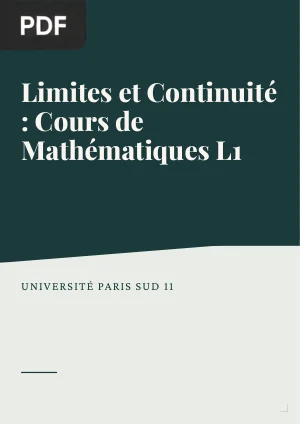 Limites et Continuité : Cours de Mathématiques L1