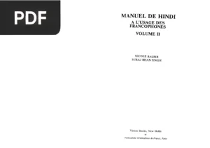 Manuel de Hindi a l'Usage des Francophones - Volume II