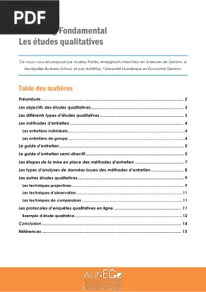 Marketing Fondamental : Les Études Qualitatives