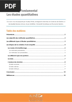 Marketing Fondamental : Les Études Quantitatives