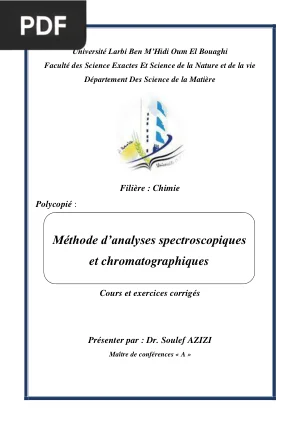 Méthodes d'analyses spectroscopiques et chromatographiques
