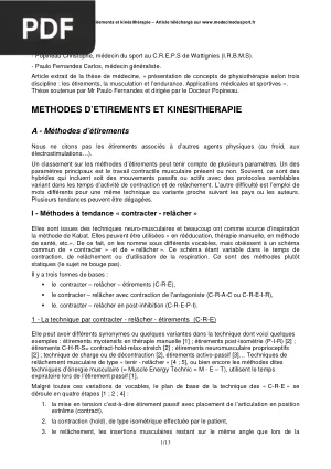 Méthodes d'étirements et kinésithérapie