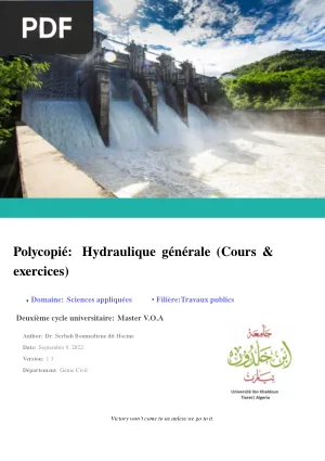 Polycopié Hydraulique Générale — Cours & Exercices