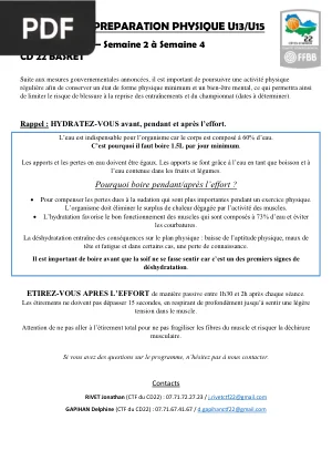 Programme préparation physique U13/U15