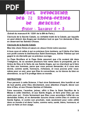 Rituel d'évocation des 72 Anges-Génies de Mercure