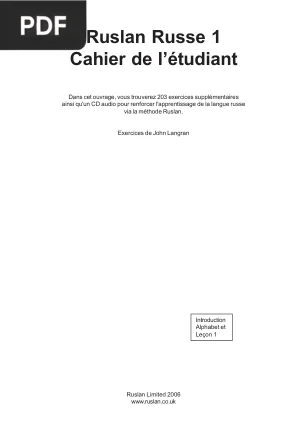 Ruslan Russe 1 - Cahier de l'étudiant
