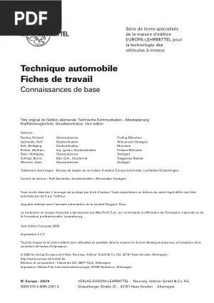 Technique automobile - Fiches de travail